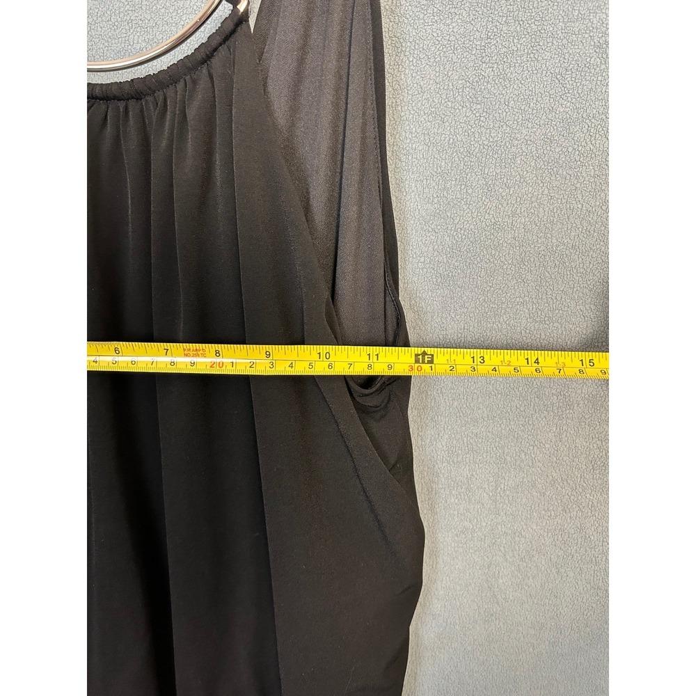 White House Black Market Womens Halter Jumpsuit Black Silver Ring Detail Size 10 - Picture 6 of 9